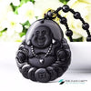 TCC™ Natural Black Obsidian Stone Lucky Laughing Buddha Pendant